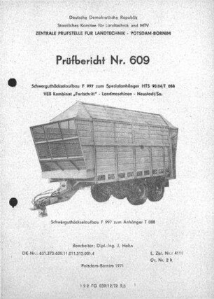 Schwerguthäckselaufbau F 997 zum Anhänger T 088