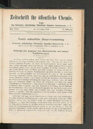 Heft XXII. 30. November 1904.