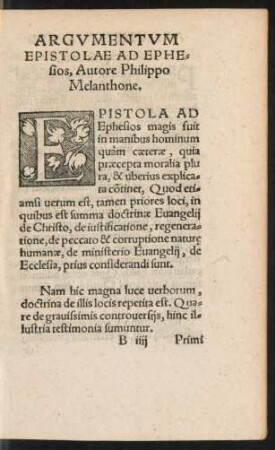 Argumentum Epistolae Ad Ephesios, Autore Philippo Melanthone.