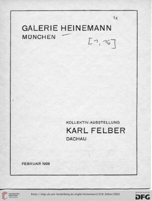 Kollektiv-Ausstellung Karl Felber, Dachau : Februar 1928