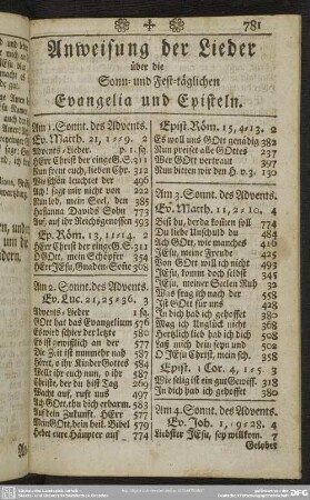 Anweisung der Lieder über die Sonn- und Fest-täglichen Evangelia und Episteln