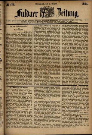 Ausgabe vom Samstag, den 02. August 1884.