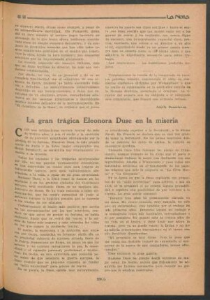 La gran trágica Eleonora Duse en la miseria