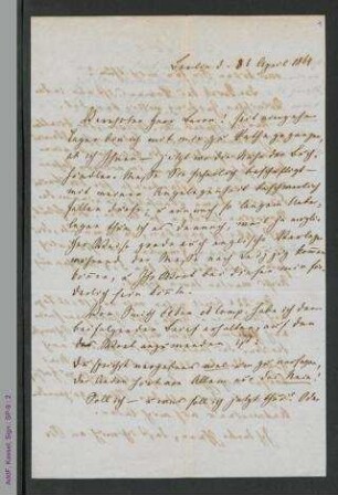 Brief von Fanny Lewald an Herrn Baron, hs.