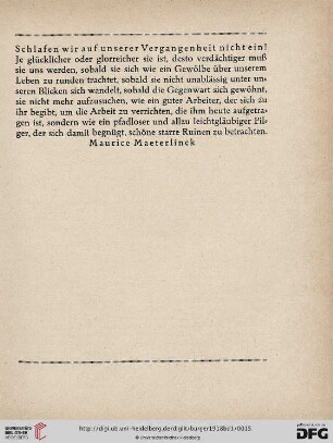 Schlafen wir auf unserer Vergangenheit nicht ein!