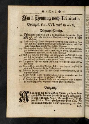 874-876, Evangelium; Eingang