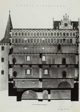 Netzschkau, Längsschnitt des Westflügels von Schloss Netzschkau
