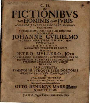 De fictionibus tam hominis quam iuris