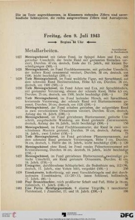 Metallarbeiten (Nr. 1427-1466)