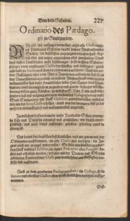 Ordinatio des Paedagogii zu Stuttgarten.