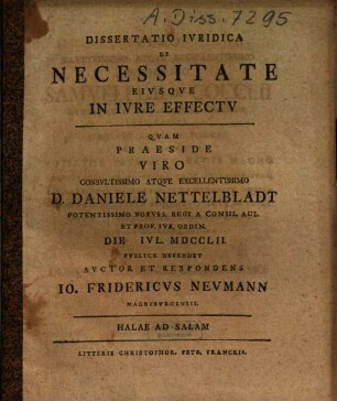 Diss. iur. de necessitate eiusque in iure effectu