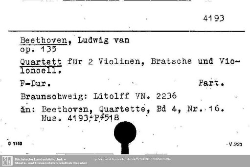 Beethoven, Ludwig van, Quartett