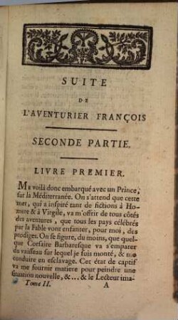 Suite De L'Aventurier François, Ou Mémoires De Grégoire Merveil, Marquis D'Erbeuil, 2