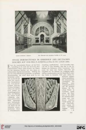 Stuck-Dekorationen im Ehrenhof des deutschen Reiches auf der Welt-Ausstellung in St. Louis 1904