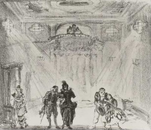 Sextett, Bühnenentwurf zur Scena ultima aus W. A. Mozart "Don Giovanni"