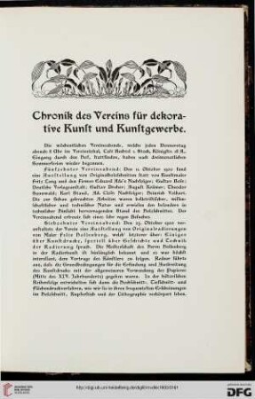 Chronik des Vereins für dekorative Kunst und Kunstgewerbe