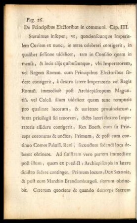 De Principibus Electoribus in communi. Cap. IIII.