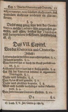 Das VII. Capitel. Von der Rhetorica und Oratoria