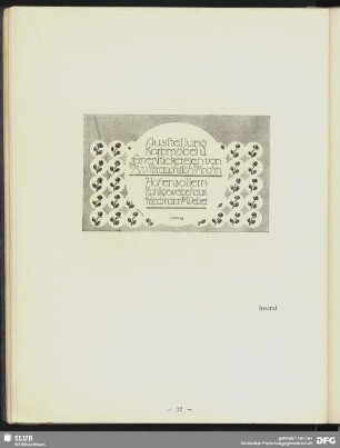 Ausstellung Korbmöbel u. Leinenstickereien von M. v. Brauchitsch München