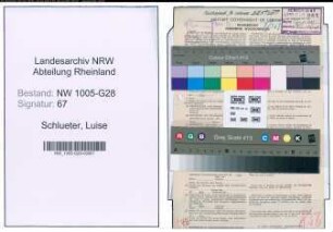 Entnazifizierung Luise Schlueter , geb. 28.10.1892 (Postbeamtin)
