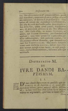 Dissertatio XI. De Iure Dandi Baptismum.
