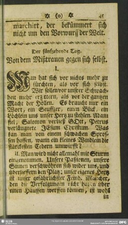 Der fünfzehende Tag. Von dem Mißtrauen gegen sich selbst