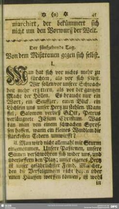 Der fünfzehende Tag. Von dem Mißtrauen gegen sich selbst