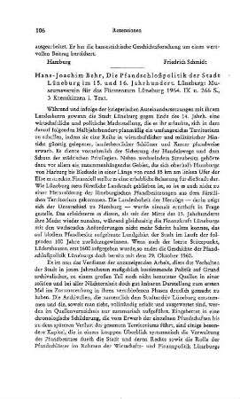 Behr, Hans-Joachim :: Die Pfandschloßpolitik der Stadt Lüneburg im 15. und 16. Jahrhundert : Lüneburg, Museumsverein für das Fürstentum Lüneburg, 1964