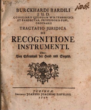 Tractatio iur. de recognitione instrumenti