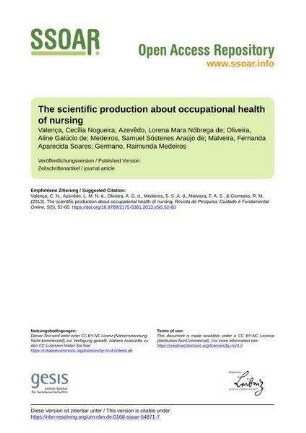 The scientific production about occupational health of nursing