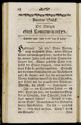 Zweites Stück. Der Morgen eines Communicanten.