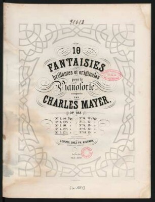 N°. 5: 10 fantaisies brillantes et originales pour le pianoforte op. 188