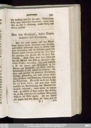 Von dem Maulwurf, dessen Nutzen, Schaden und Vertilgung.