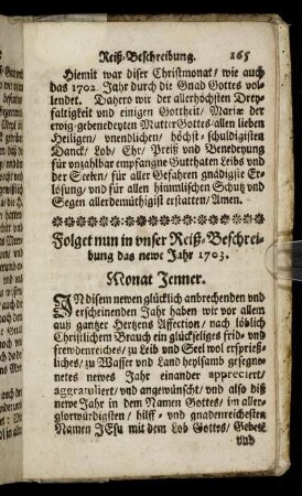 Folget ... das newe Jahr 1703. Monat Jenner. - Monat Mertzen.
