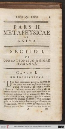 Sectio I: De operationibus animae humanae