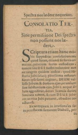 Consolatio Tertia. Sine permissione Dei spectra non possunt nos laedere.