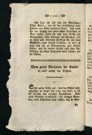 100-104, Vom guten Verhalten der Kinder in und ausser der Schule