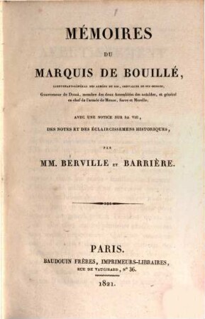 Mémoires du Marquis de Bouillé