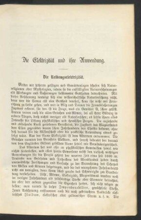 Die Elektrizität und ihre Anwendung.