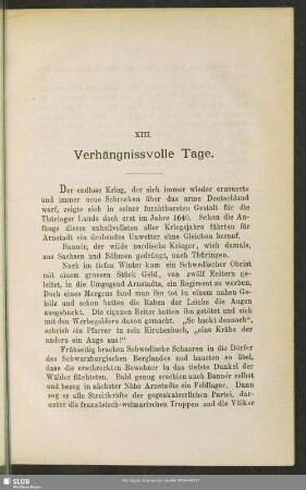 XIII. Verhängnissvolle Tage