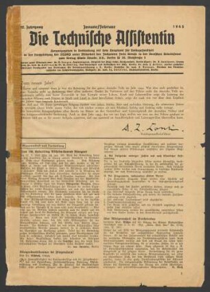 Die Technische Assistentin. Jahrgang 12 (1945), Heft 1