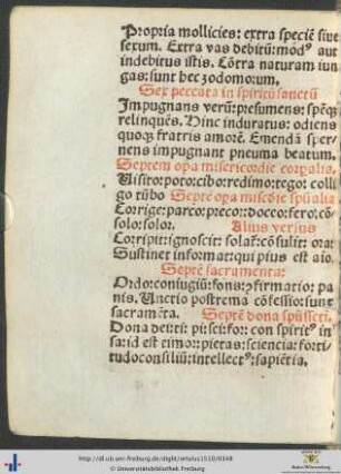 Opera misericordie, sacramenta, dona spiritus sancti, virtutes, beatitudines, articuli fidei, casus