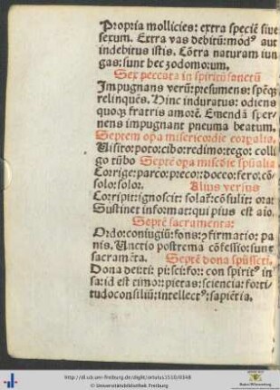 Opera misericordie, sacramenta, dona spiritus sancti, virtutes, beatitudines, articuli fidei, casus