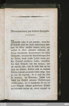 Vorerinnerung zur dritten Ausgabe.