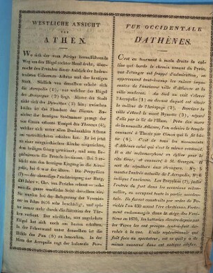 Westliche Ansicht von Athen : = Vue occidentale D'Athènes