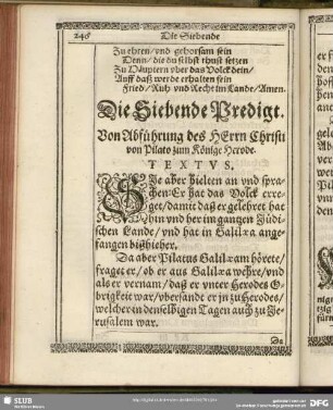 Die Siebende Predigt. Von Abführung des Herrn Christi von Pilato zum König Herode