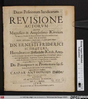 Decas Positionum Iuridicarum De Revisione Actorum