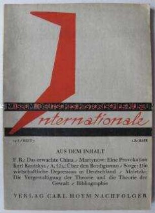 Internationale gesellschaftstheoretische Monatszeitschrift "Die Kommunistische Internationale" u.a. zur Lage der kommunistischen Parteien in den Balkan-Ländern