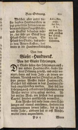 601-605, Von dem Glaser-Handwerck.