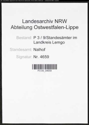 Sterberegister Standesamt Nalhof